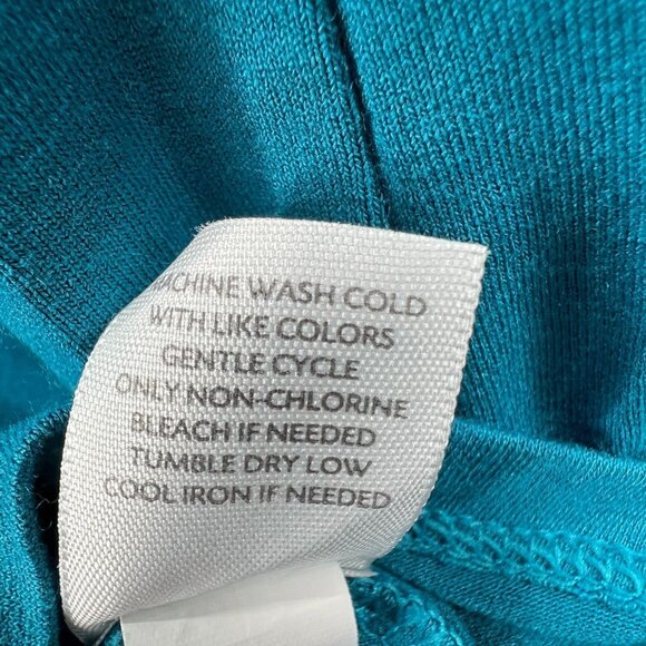 J Jill WearEver Women Wrap Dress Medium Blue Collared Long Sleeve Ruched Stretch - Picture 7 of 13